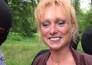 Submissive older lady gets ripped apart outdoors